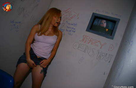 Glory Hole invite you to explore xxx pics featuring Aiden Starr in sucks on dick sex scene